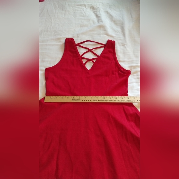 Red Strappy Back Dress, Size M - Picture 3 of 6